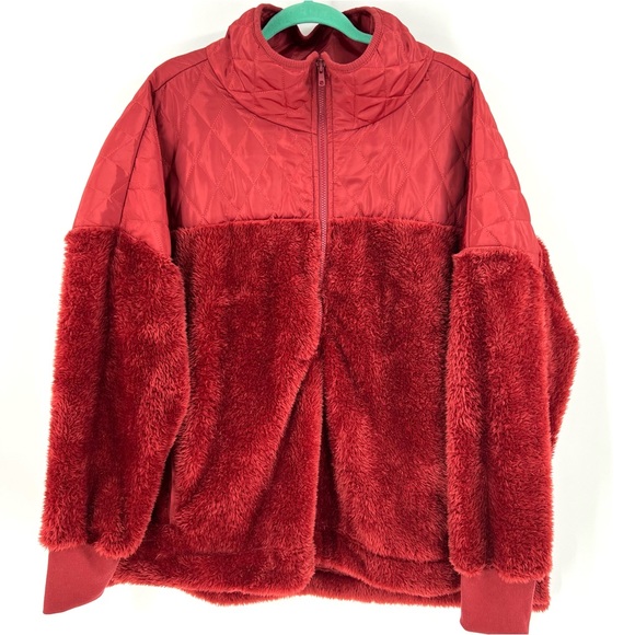 LuLaRoe Tops - LuLaRoe Nancy Half Zip Pullover Puff Quilted Yoke Top SZ 3XL Burgundy NWT